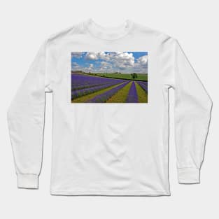 Lavender Field Purple Flowers Cotswolds England Long Sleeve T-Shirt